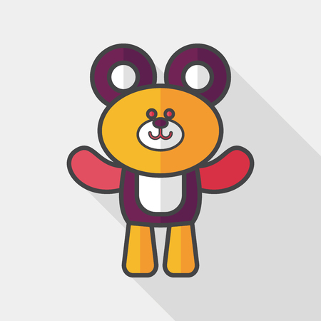 teddy bear flat icon with long shadowのイラスト素材