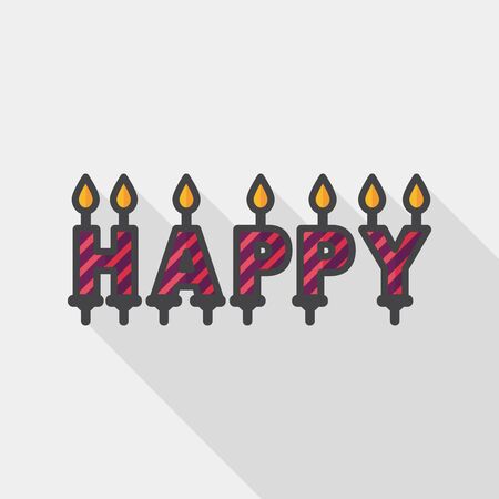 Birthday candles flat icon with long shadowのイラスト素材