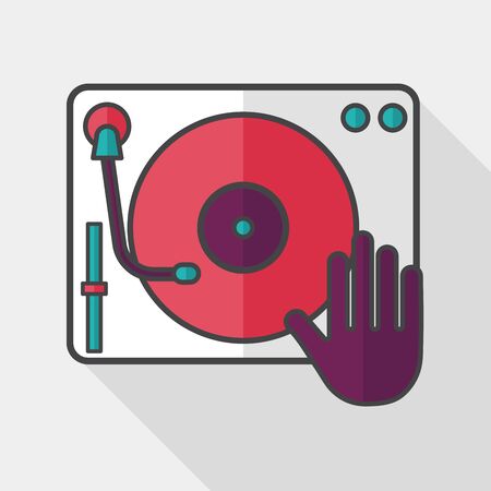 DJ music flat icon with long shadowのイラスト素材