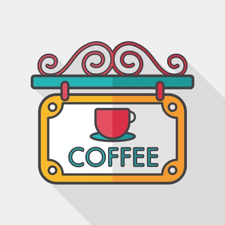 Coffee shop signs flat icon with long shadow のイラスト素材
