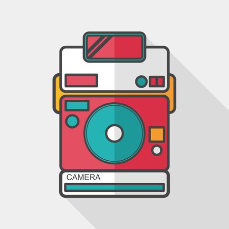 camera flat icon with long shadowのイラスト素材