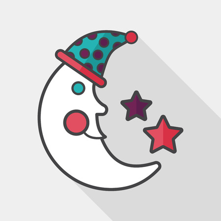 moon&star flat icon with long shadowのイラスト素材