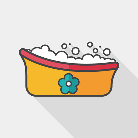 baby bath flat icon with long shadow のイラスト素材