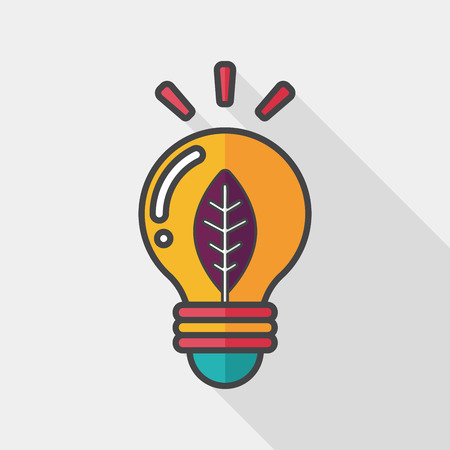 Environmental protection concept flat icon with long shadow, Saving energy, turning off lightsのイラスト素材