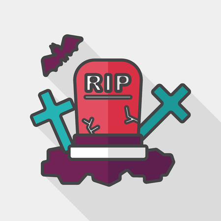 grave flat icon with long shadow,のイラスト素材