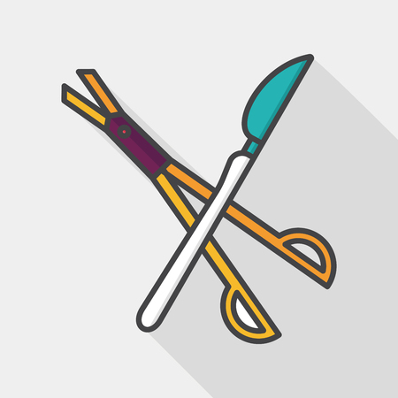 Surgical Instrument flat icon with long shadowのイラスト素材