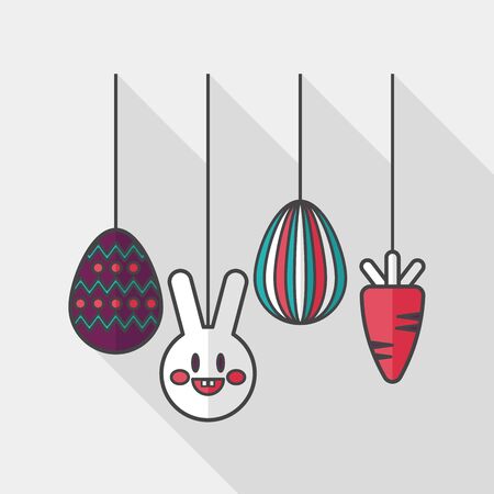 easter hanging flat icon with long shadowのイラスト素材
