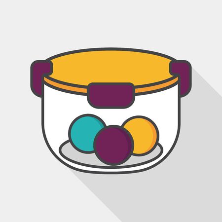 kitchenware preserving container flat icon with long shadowのイラスト素材