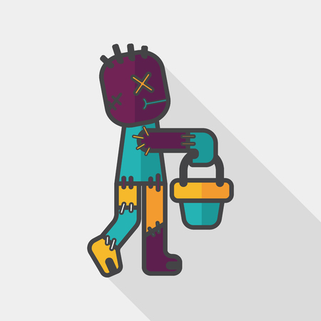 Halloween mummy flat icon with long shadowのイラスト素材