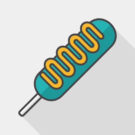 hot dog flat icon with long shadowのイラスト素材