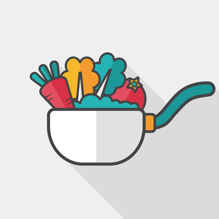 kitchenware pot flat icon with long shadow,のイラスト素材