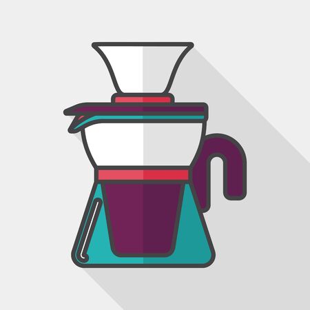 coffee kettle flat icon with long shadowのイラスト素材