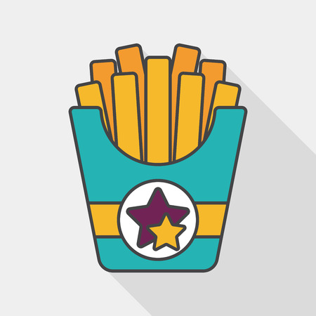 french fries flat icon with long shadowのイラスト素材