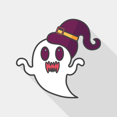 ghost flat icon with long shadowのイラスト素材
