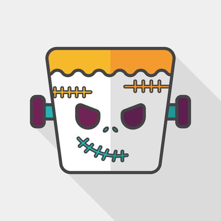 Frankenstein flat icon with long shadowのイラスト素材