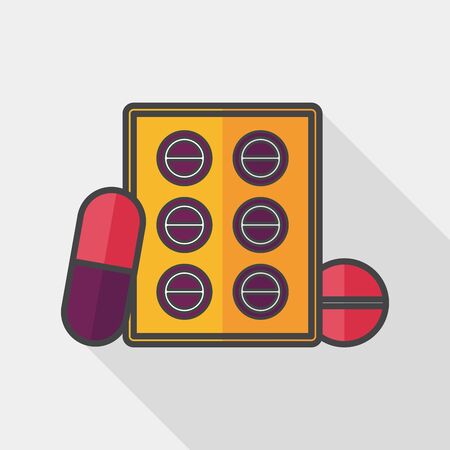Pills flat icon with long shadowのイラスト素材