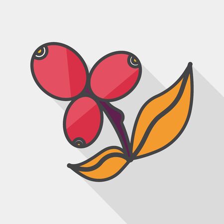 coffee fruit flat icon with long shadowのイラスト素材