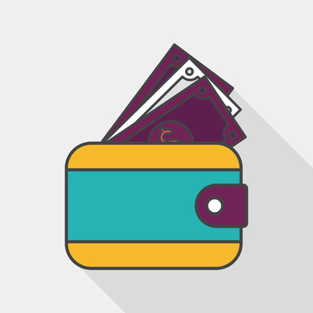 wallet flat icon with long shadow,のイラスト素材