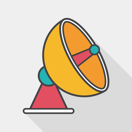 Space Satellite flat icon with long shadow,のイラスト素材