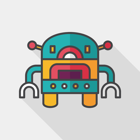 robot flat icon with long shadowのイラスト素材