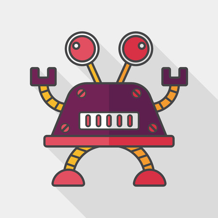 robot flat icon with long shadowのイラスト素材