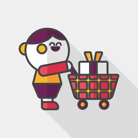 shopping flat icon with long shadow,のイラスト素材