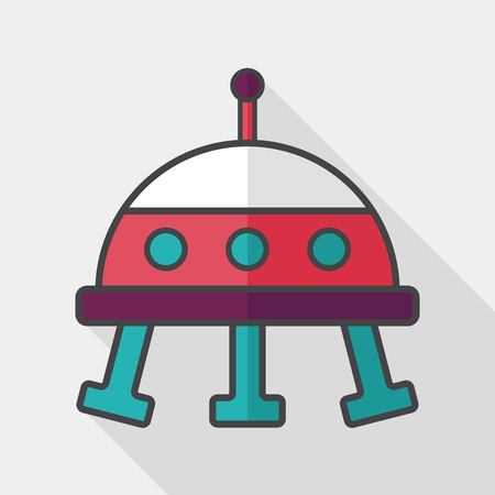 Space UFO flat icon with long shadowのイラスト素材