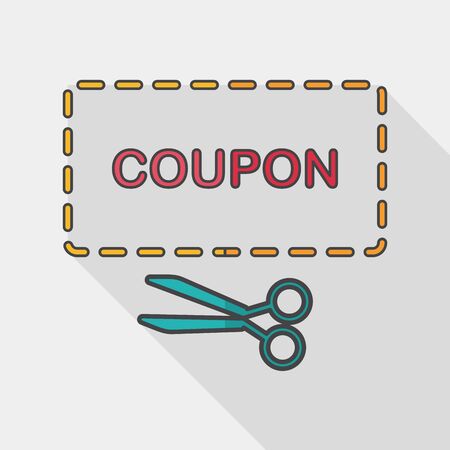 shopping sale coupon flat icon with long shadowのイラスト素材