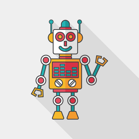 robot concept flat icon with long shadowのイラスト素材