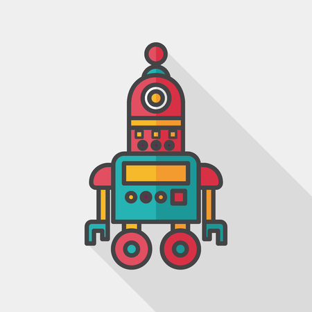 robot concept flat icon with long shadowのイラスト素材