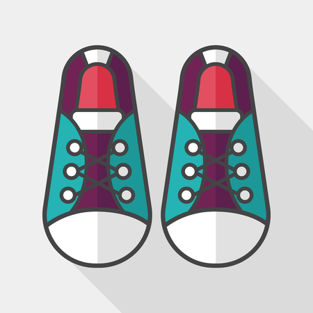 vintage shoes flat icon with long shadowのイラスト素材