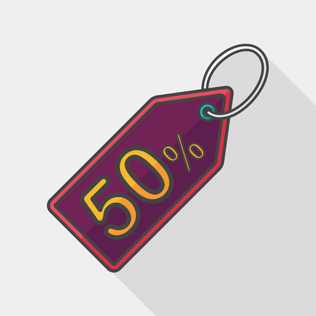 shopping sale price tag flat icon with long shadowのイラスト素材