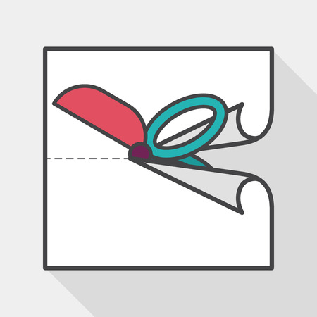 Scissor cut paper flat icon with long shadowのイラスト素材