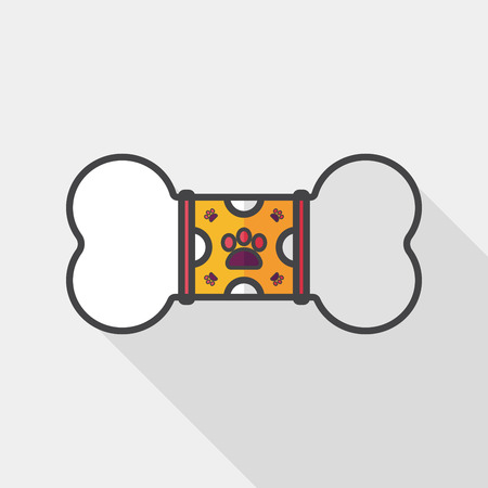 pet bone flat icon with long shadowのイラスト素材