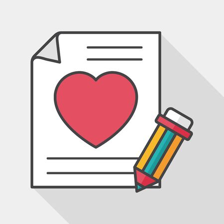 Valentine\'s day love letter flat icon with long shadowのイラスト素材