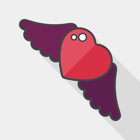 Valentine\'s Day love heart flat icon with long shadow,のイラスト素材