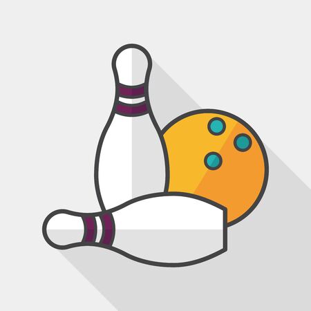 Bowling game flat icon with long shadowのイラスト素材