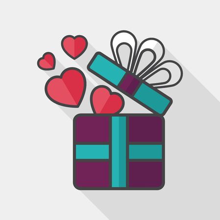 Valentine\'s Day present flat icon with long shadowのイラスト素材