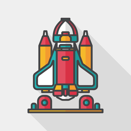 Space rocket flat icon with long shadowのイラスト素材