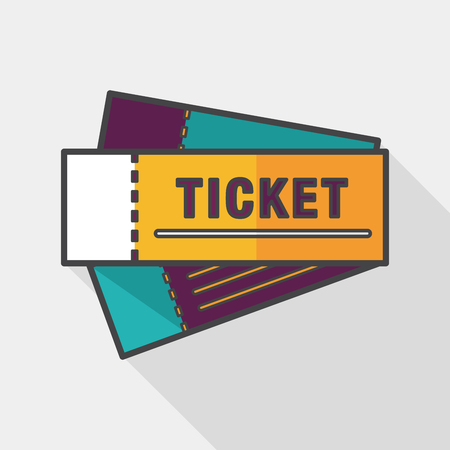 Ticket flat icon with long shadowのイラスト素材