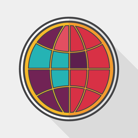 globe icon, flat icon with long shadowのイラスト素材