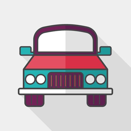 Transportation car flat icon with long shadow,のイラスト素材