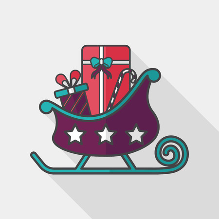 Christmas sleigh gift flat icon with long shadow, のイラスト素材