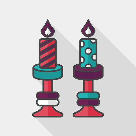 Christmas candle flat icon with long shadow,のイラスト素材