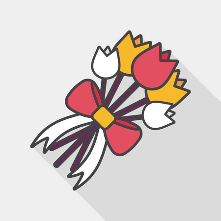 wedding flower flat icon with long shadowのイラスト素材