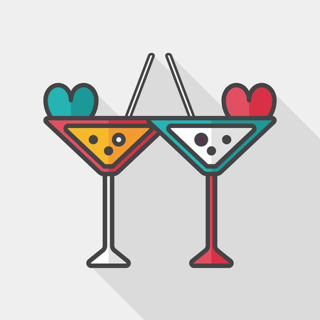 wedding champagne flat icon with long shadow,eps10のイラスト素材