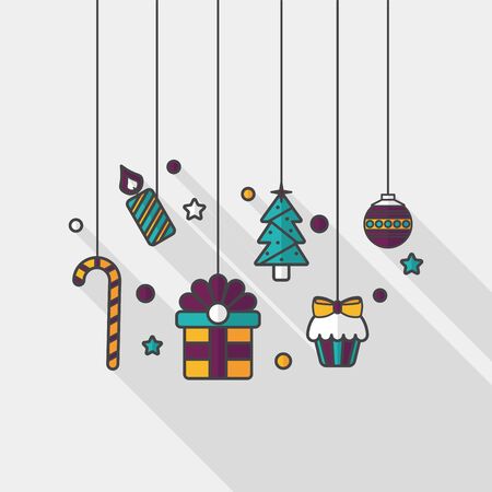 Christmas hanging flat icon with long shadow,のイラスト素材