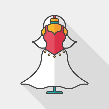 wedding dress flat icon with long shadowのイラスト素材