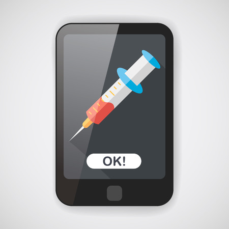syringe flat icon with long shadowのイラスト素材