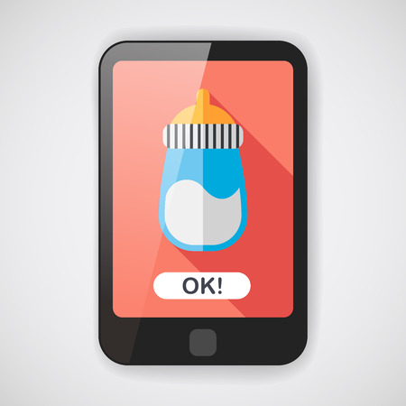 Baby bottle flat icon with long shadow のイラスト素材